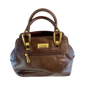 Vtg Capezio Handbag Purse Soft Faux Brown Leather Lined Logo Dbl Handles